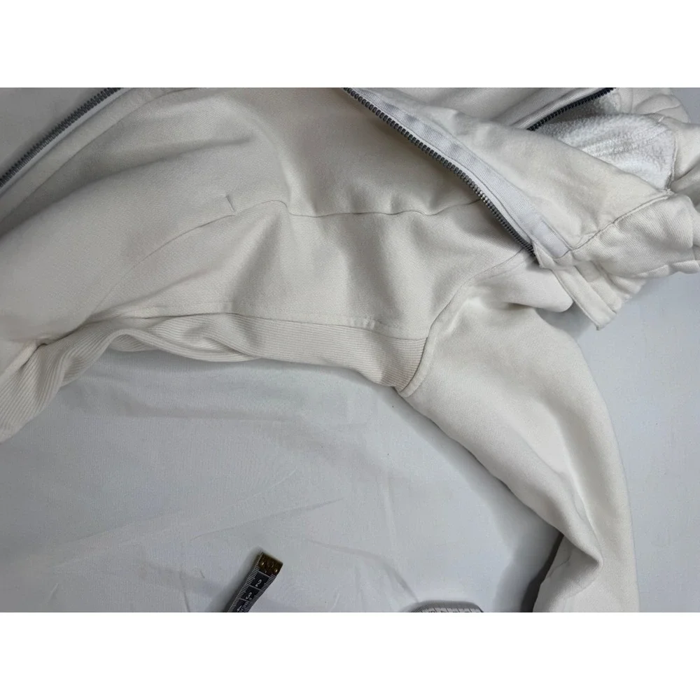 Lululemon Scuba Full Zip Hoodie Bone Size 8 Thumbholes Cotton Terry